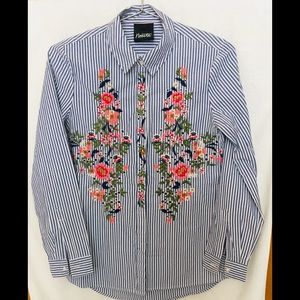 Nanette Lepore cotton embroidered buttoned shirt